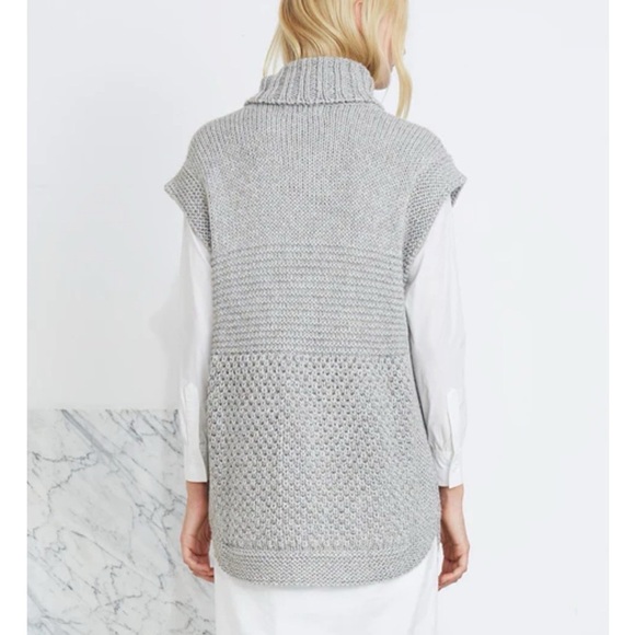 Apiece Apart Ines Fringe Alpaca Sweater Vest Small Turtleneck Grey - Picture 8 of 12